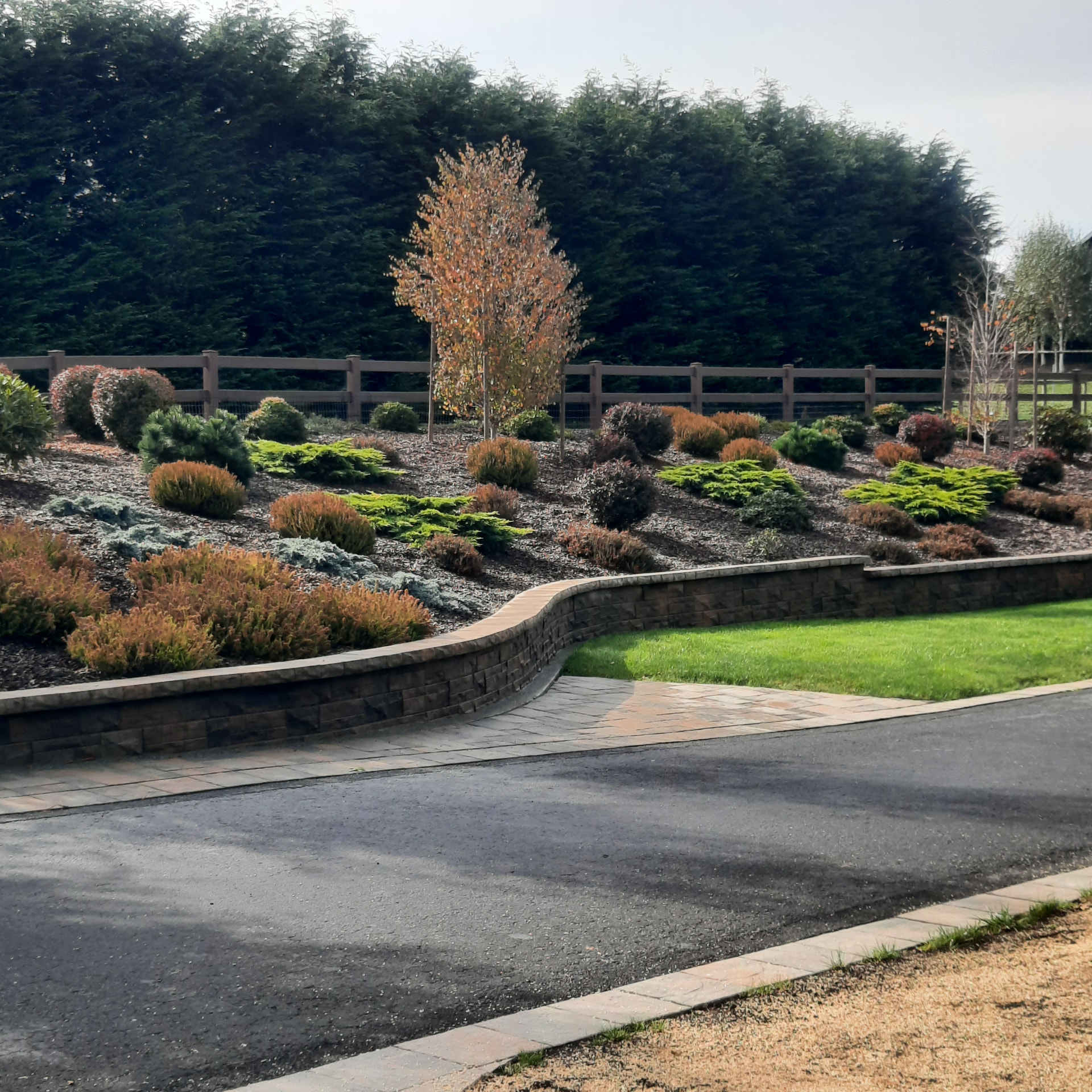 Whole-property landscape installation with lawn, retaining and planting by Living Earth Landscapes